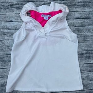 Gretchen Scott Jersey Sleeveless Ruffneck Top XL